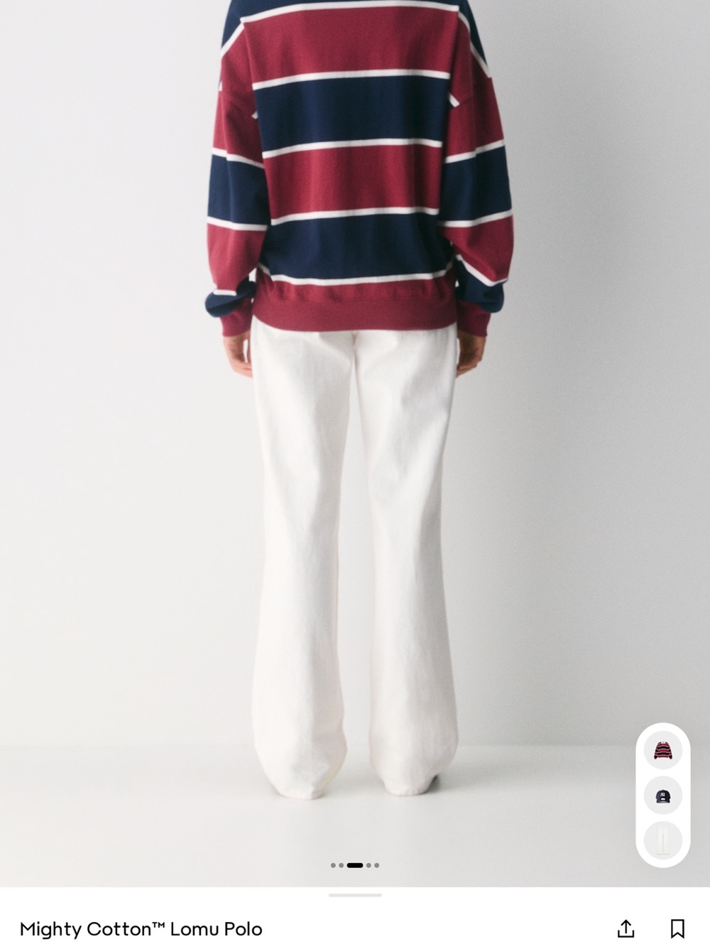 Aritzia Striped Rugby Shirt in Navy, Burgundy & White - Picture 4 of 6